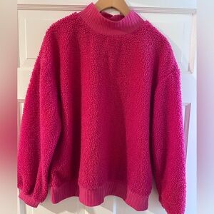 Anthropologie hot pink fuzzy sweater size small